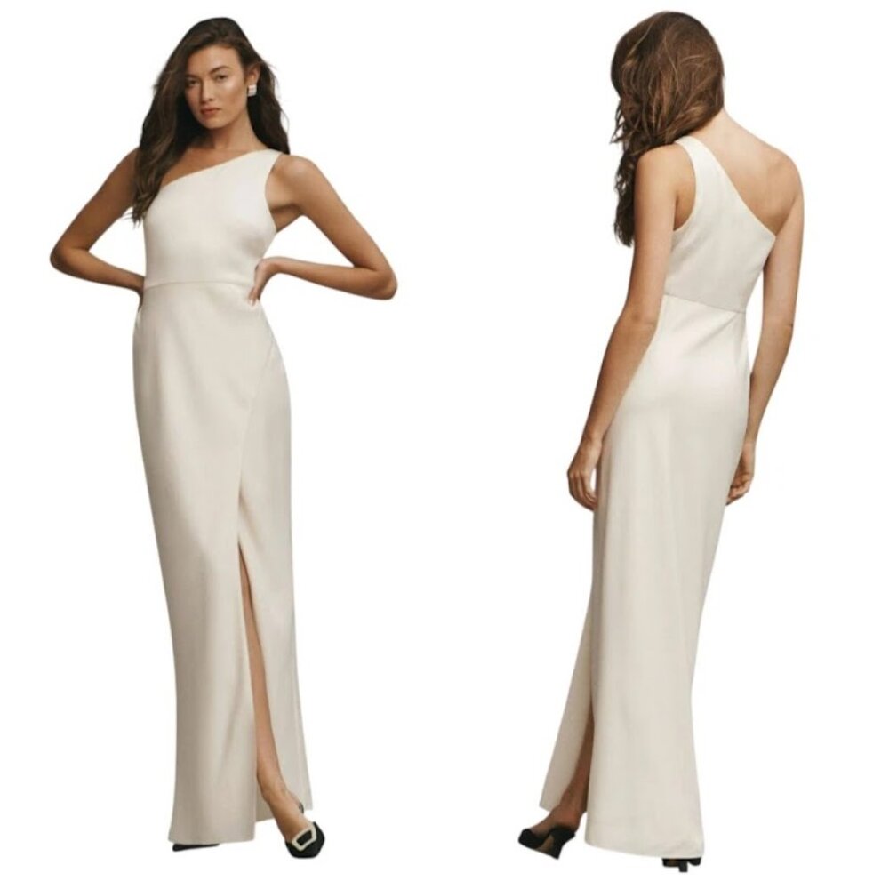 ANTHROPOLOGIE / BHLDN Bridesmaid Dress, Beige Cream Satin Wedding Evening, 10